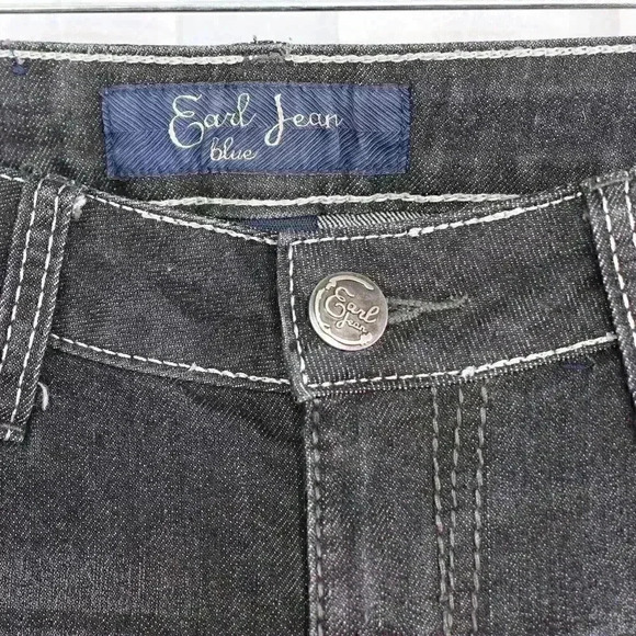 Earl Jean blue Size 7 x 32 grey fleur de lis embroirded, embellished jeans - Picture 5 of 11